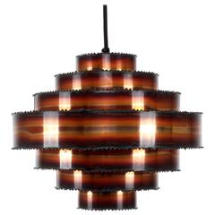 Copper Pendant, Holm Sorensen, 1960s, Danish Eclectic Multi-Layered Copper Lamp