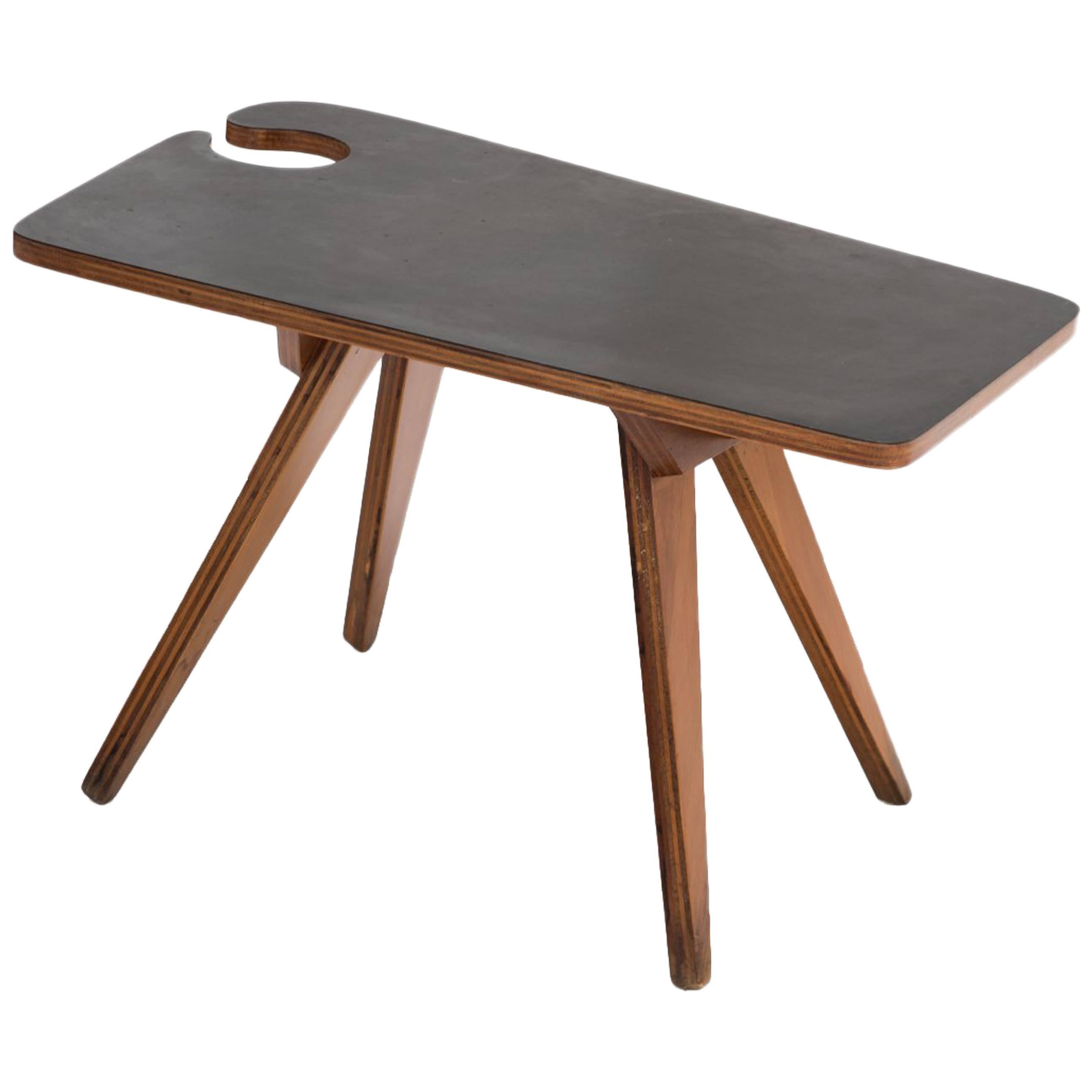 Jose Zanine Caldas Mid-century modern Brazilian Side Table marine plywood 1950
