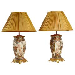 Pair of Fine Satsuma Faience Lamps, circa 1880