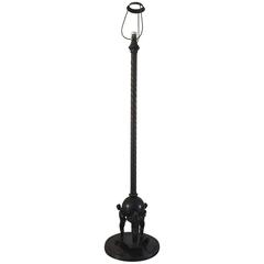 Rare and Stylish Art Deco Bronze Floor Lamp with Nude Males in Atlas Style Pose 6