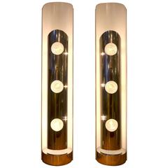Beautiful Pair of Chrome and Lacquered Steel Table Lamp, circa 1970 11
