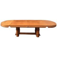 Very Large Art Deco Oak Table Attributed to Francisque Chaleyssin