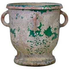 Rare Glazed Terracotta Planter from Anduze, France, circa 1850s