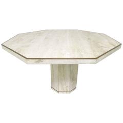 Italian Travertine Marble Octagonal Dining Table by Roche Bobois