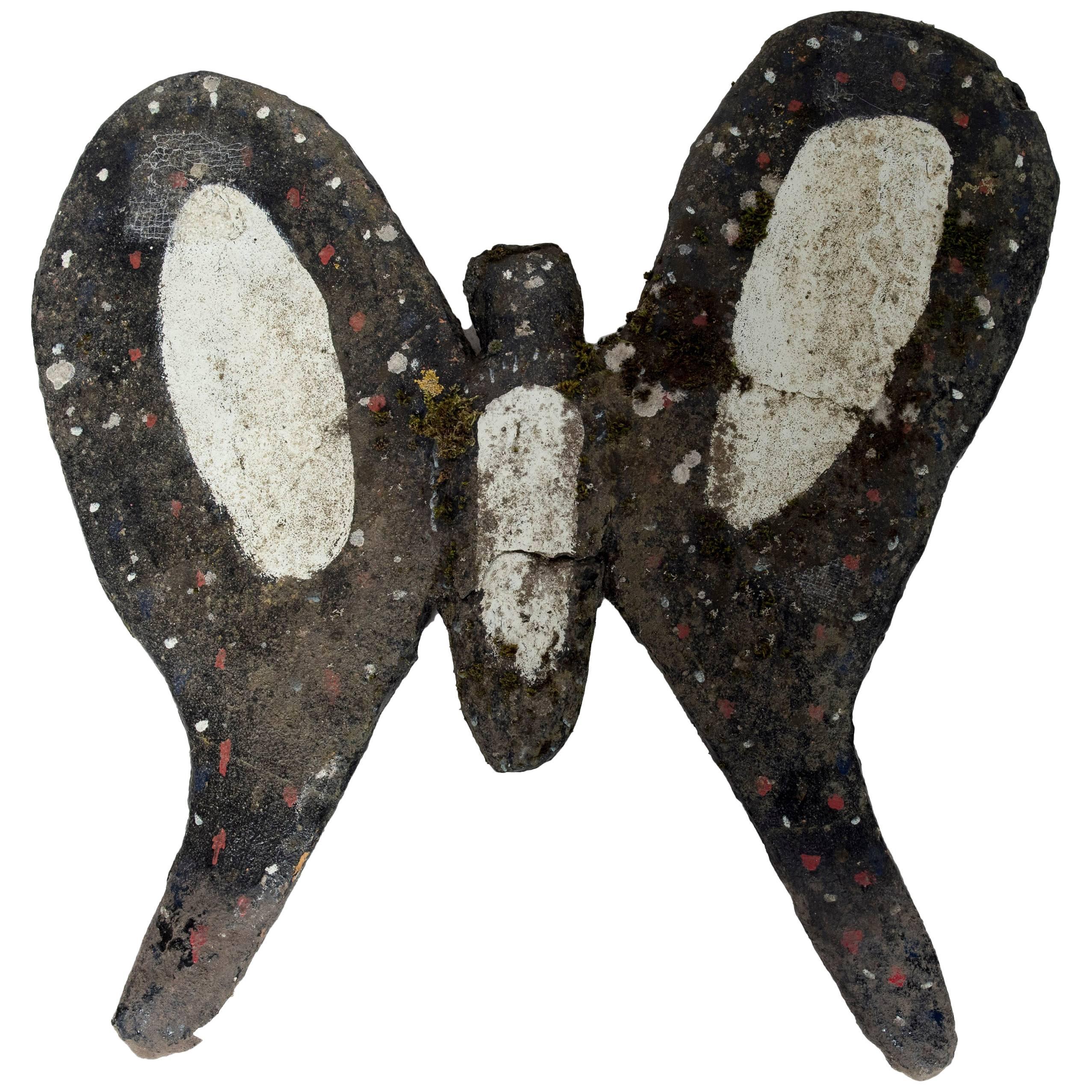 Black Painted Cement Butterfly Garden Ornament