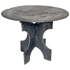 Very Early Round Slate Table for Garden or Inside from the Loire Valley