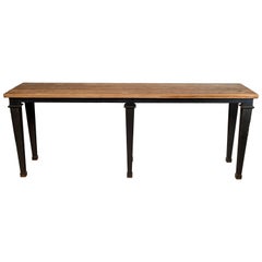 Steel Transitional Console Table with Wooden Top