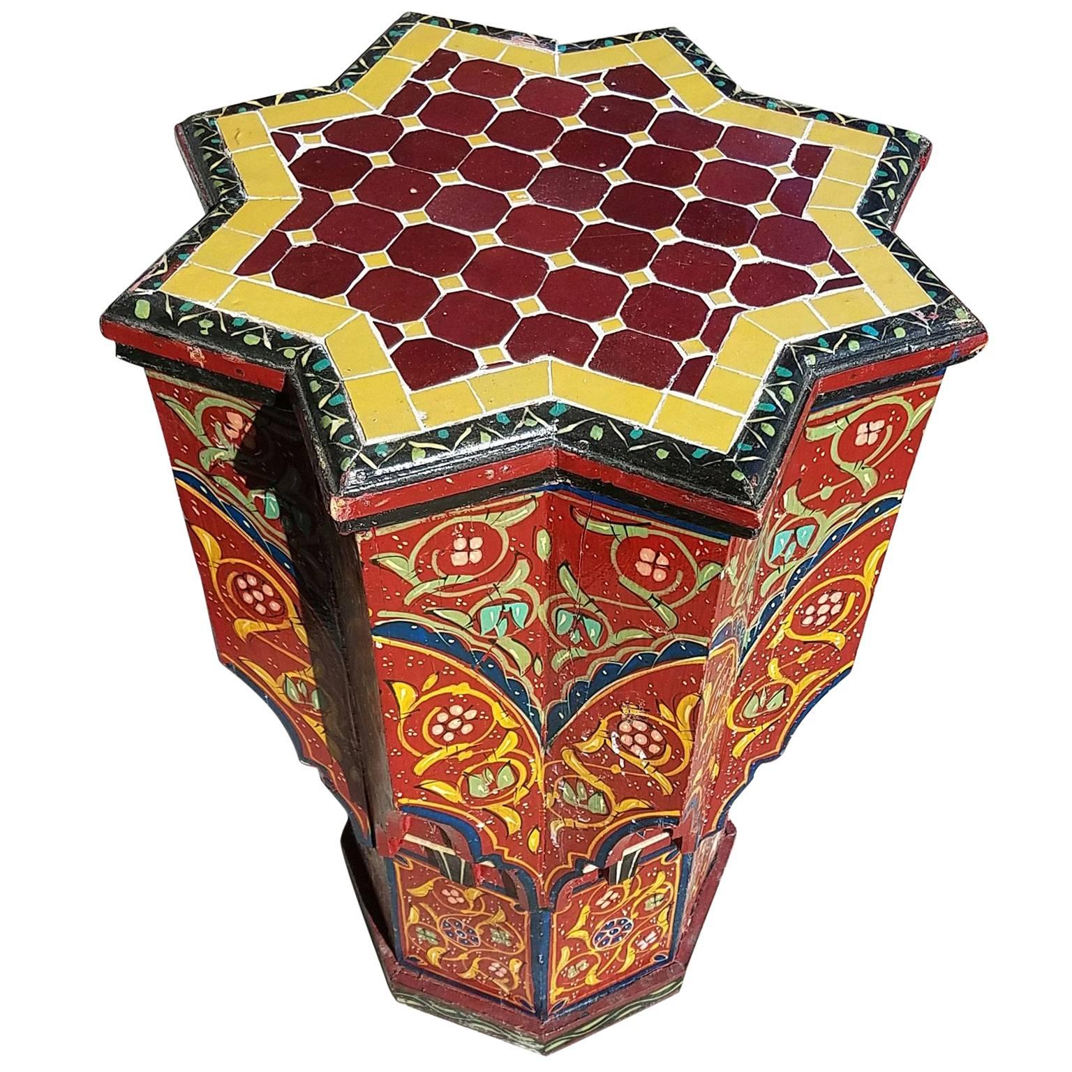 Maura All Painted Moroccan Side Table, Mosaic Top