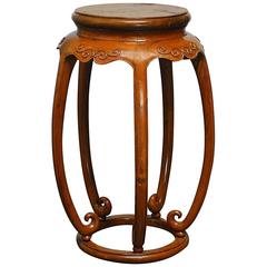 Chinese Carved Elmwood Pedestal Stand