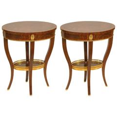 Pair of Flamed Mahogany Oval Side Tables by Maitland Smith