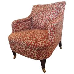 Classic George Smith Upholstered Armchair in India Flower Fabric