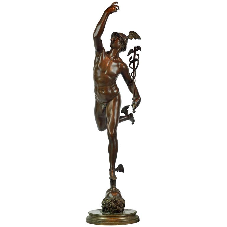 Mid-20th Century Bronze Statue of the Flying Mercury after Giovanni da Bologna