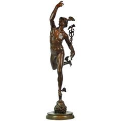 Antique 19th Century Giant Bronze Statue of the Flying Mercury after Giovanni da Bologna