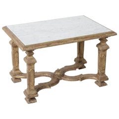 Mid-Century Italian Louis XIV Style Giltwood and Marble Coffee or Cocktail Table