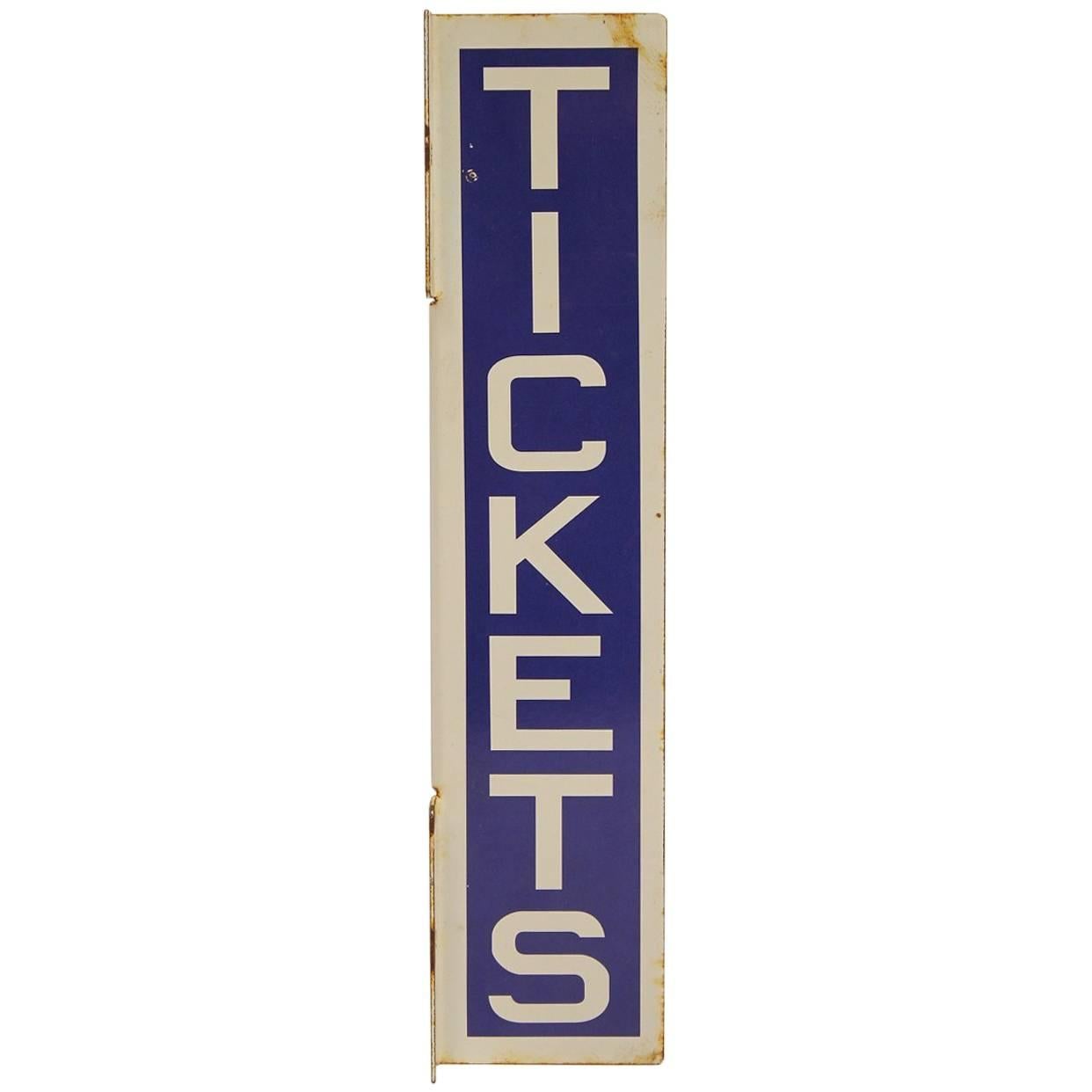 1930s Double Sided Tickets Porcelain Sign For Sale