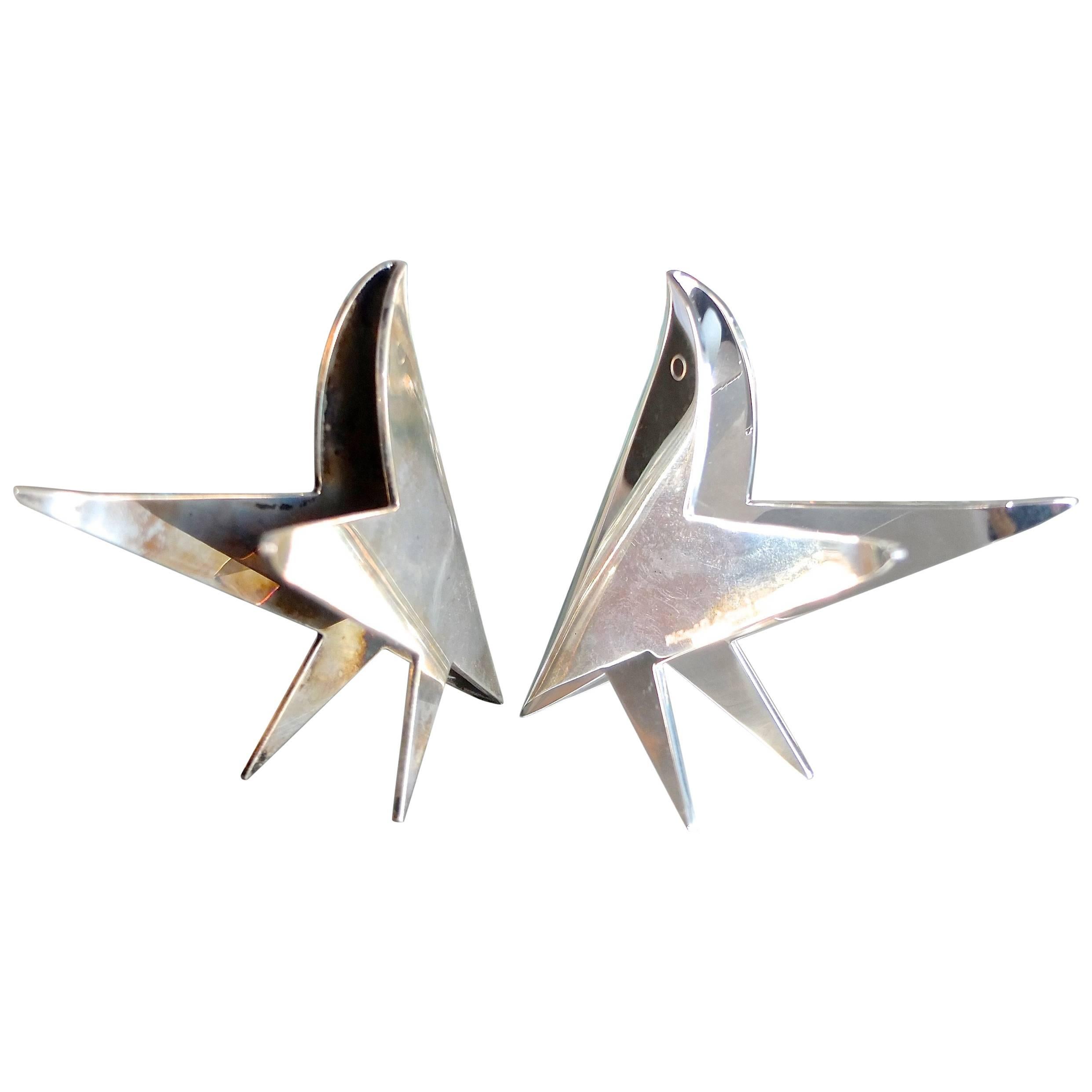 Paire de sculptures en argent Gio Ponti "Uccelli" par Lino Sabattini pour Christofle