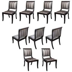 Set of Nine Sleigh Back Regency Dining Chairs Upholstered in Kravet Fabric 8
