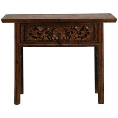 Chinese Painted Altar Table with Carved Drawer