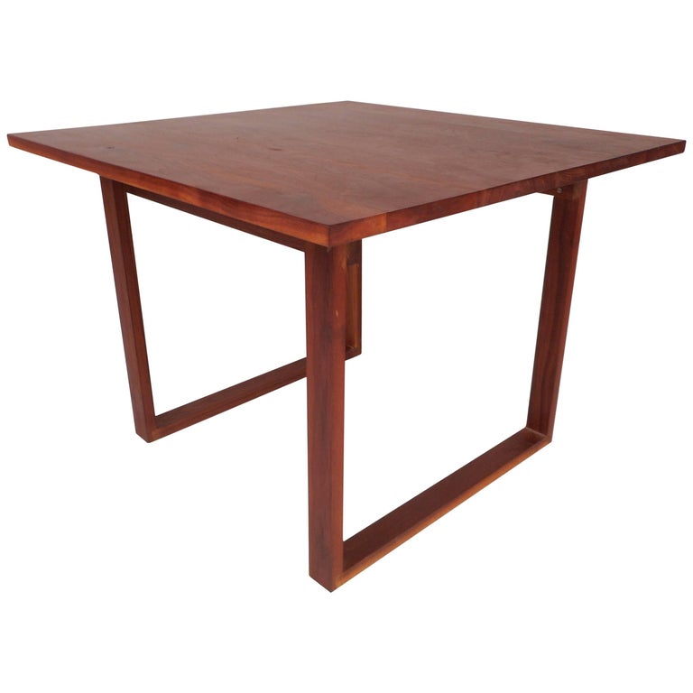 MidCentury Modern Walnut Side Table with Sled Legs For Sale at 1stDibs