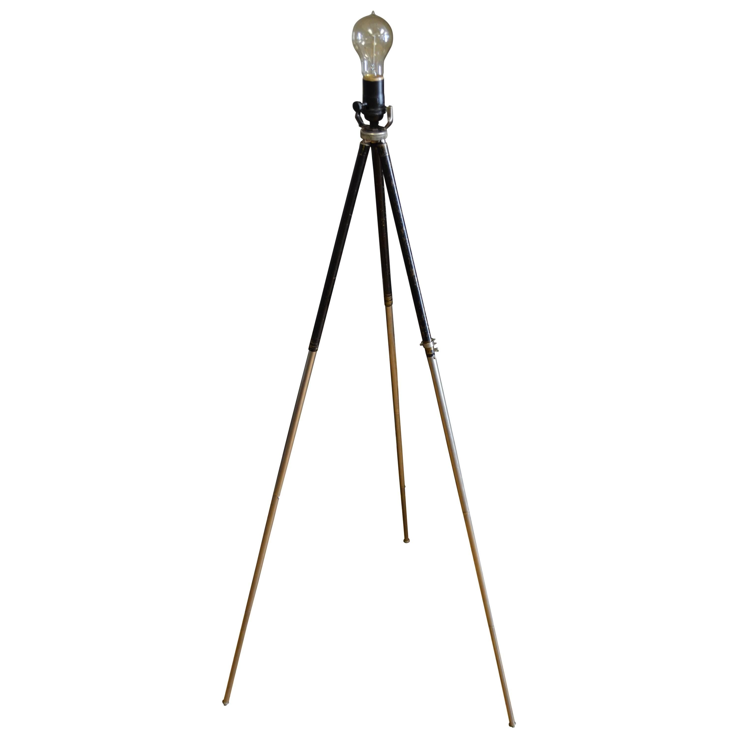Lamp for Table or Floor Made from Photographer's Tripod