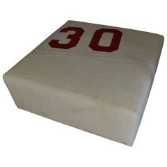 Coffee Table Ottoman Upholstered in Vintage Sailcloth, Number 30