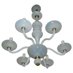 1960s Opaline Glass Chandelier 8