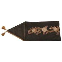 Arts & Craft Green Velvet Table Runner with Gold Tassels