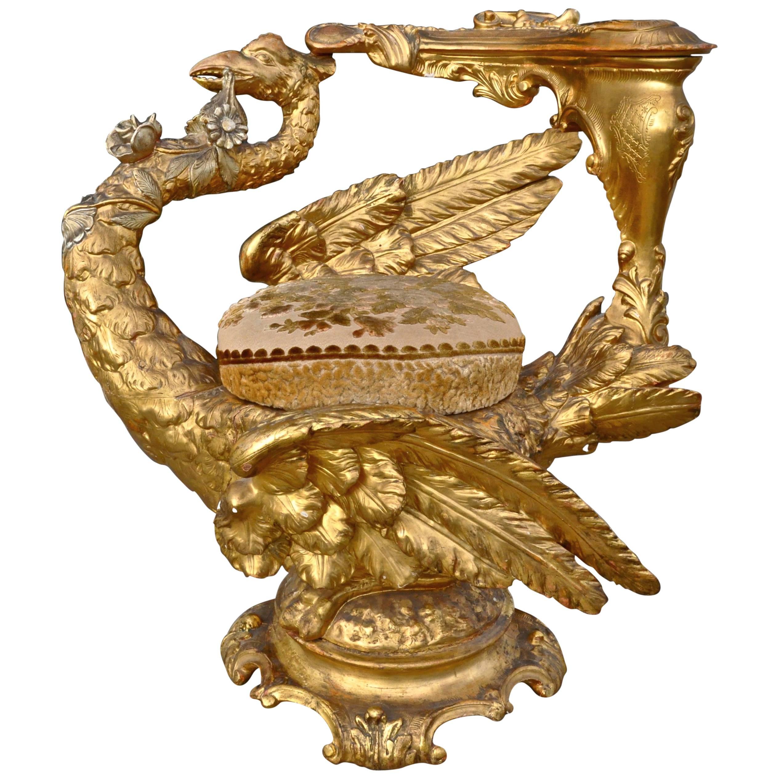 19th Century Venetian Gilt Swan Grotto Chair