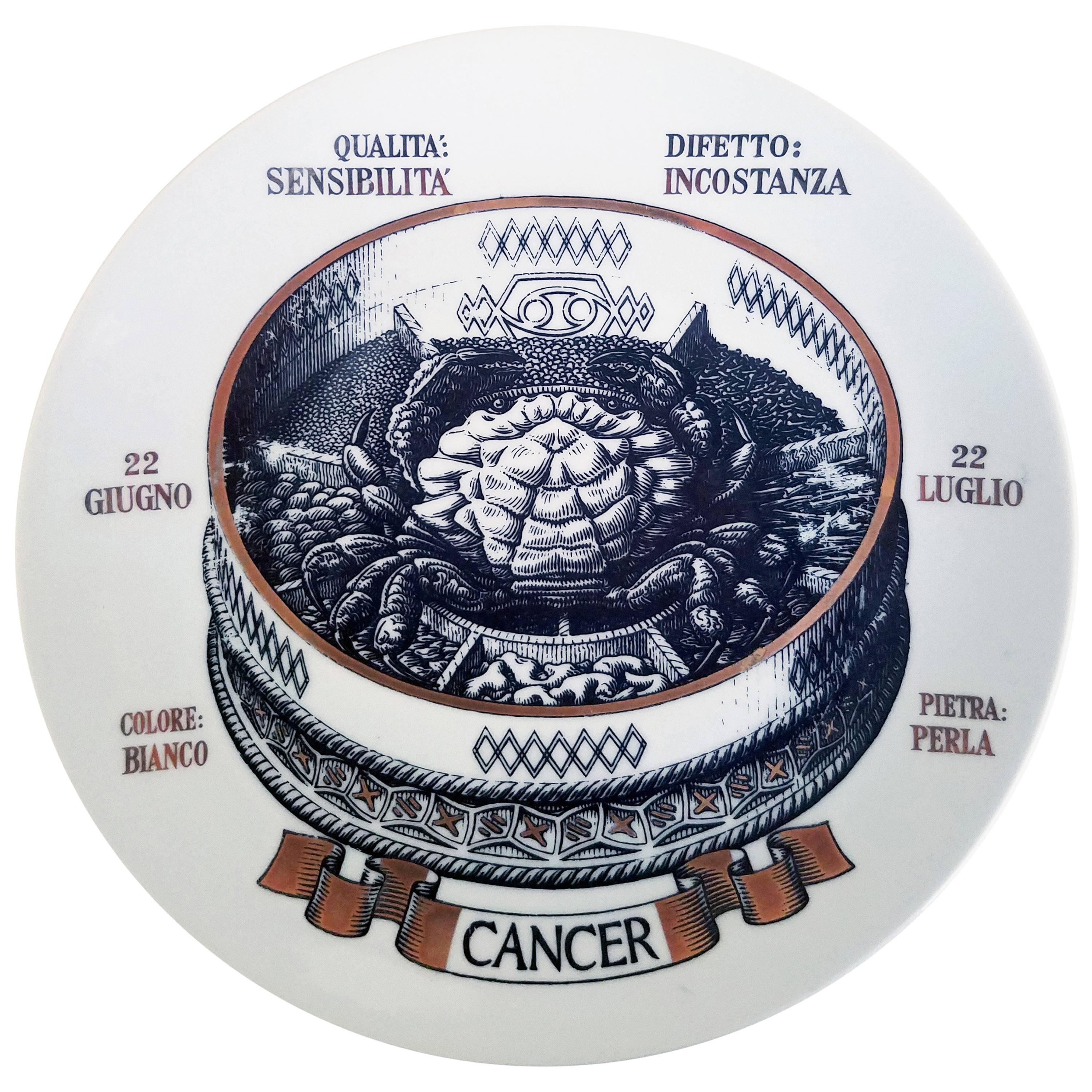 Piero Fornasetti Astrological Zodiac Plate, Cancer, Gli Zodiaci Farmacope For Sale