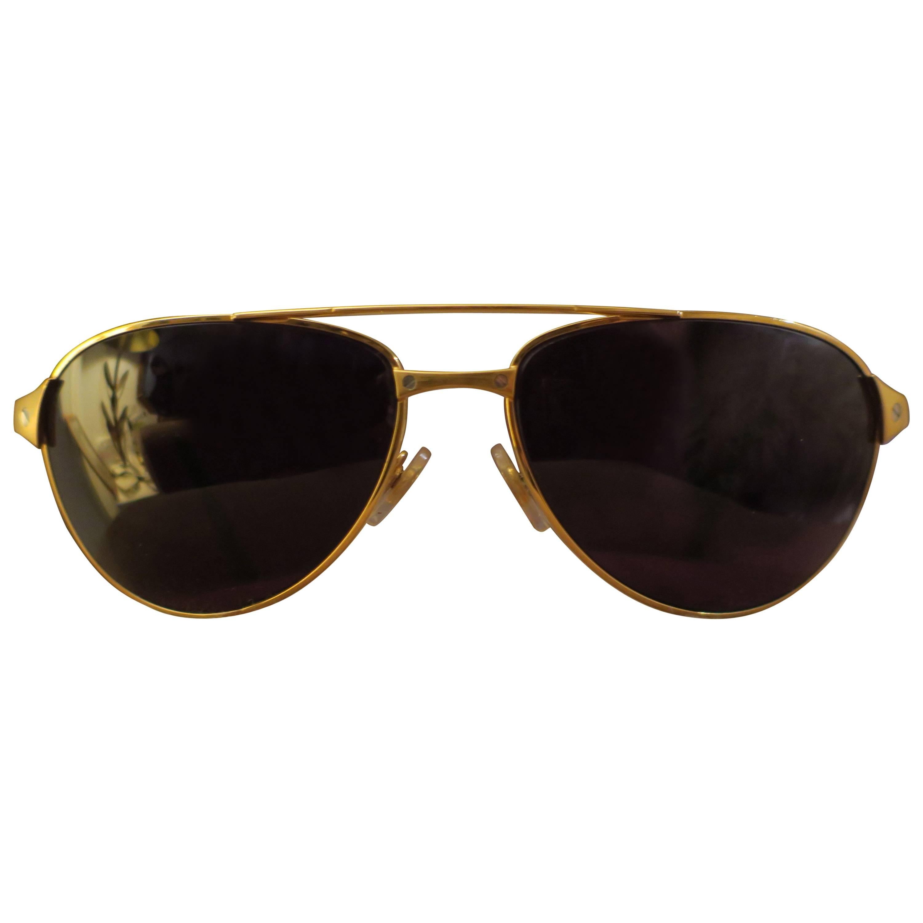 Gold Framed Cartier Santos Sunglasses, France