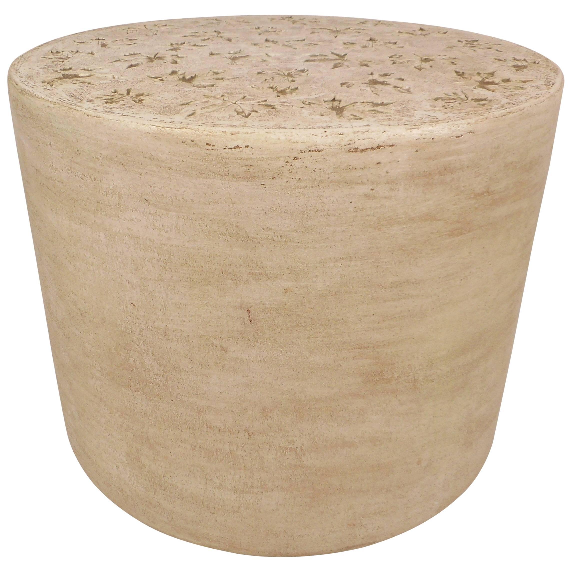 Contemporary Modern Molded Round Pedestal with Leaf Imprints
