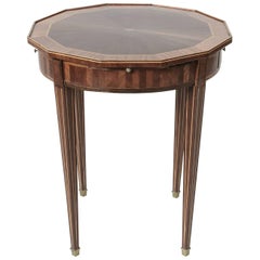 19th Century Louis XVI Style Marquetry Gueridon Side Table with Inlay
