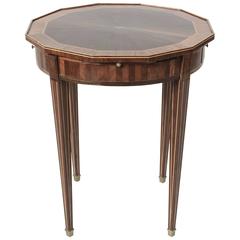 19th Century Louis XVI Style Marquetry Gueridon Side Table with Inlay, Antique 2