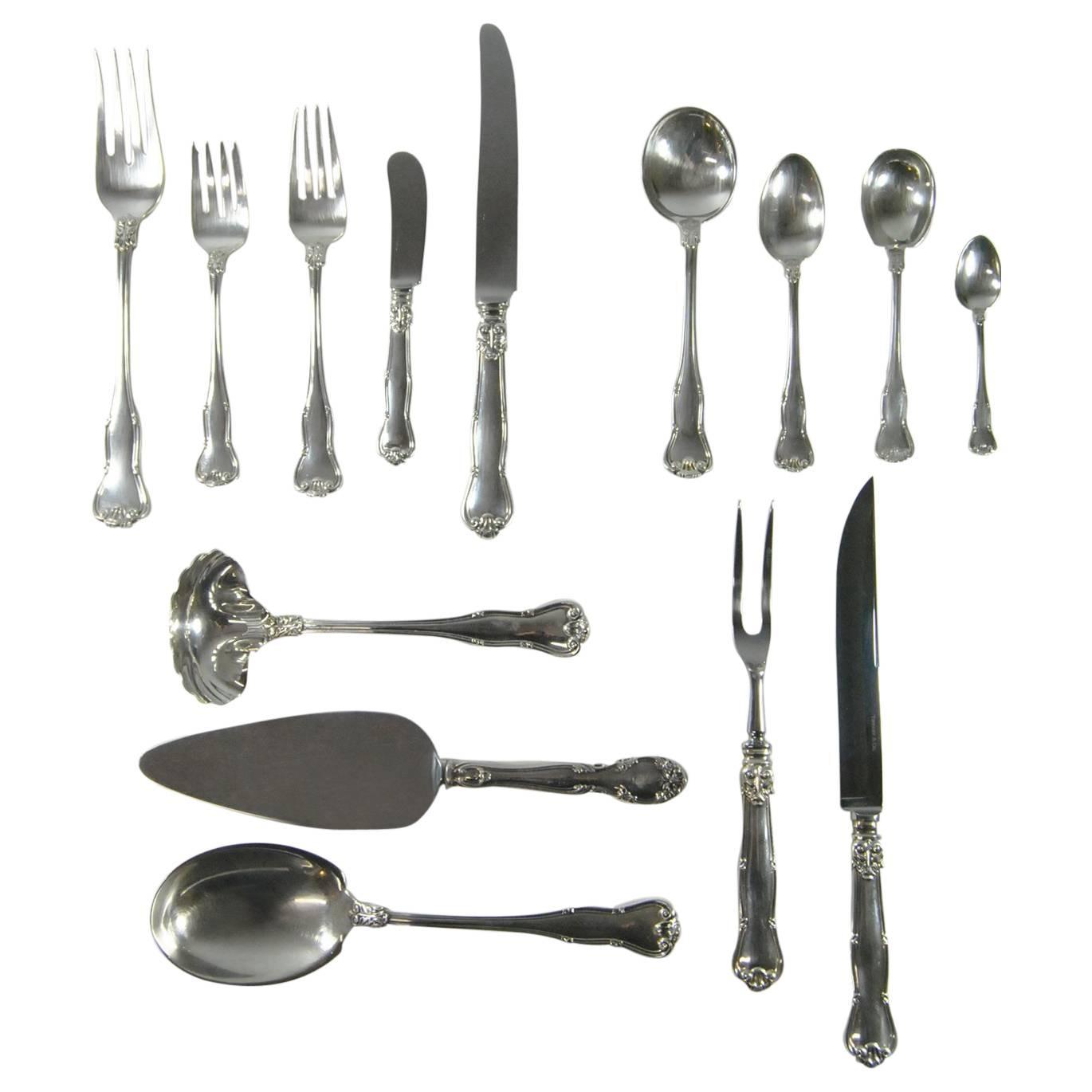 Tiffany and Co. Sterling Silver Flatware Set Provence 80Piece Service