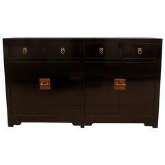 Fine Black Lacquer Sideboard with Drawers and Doors