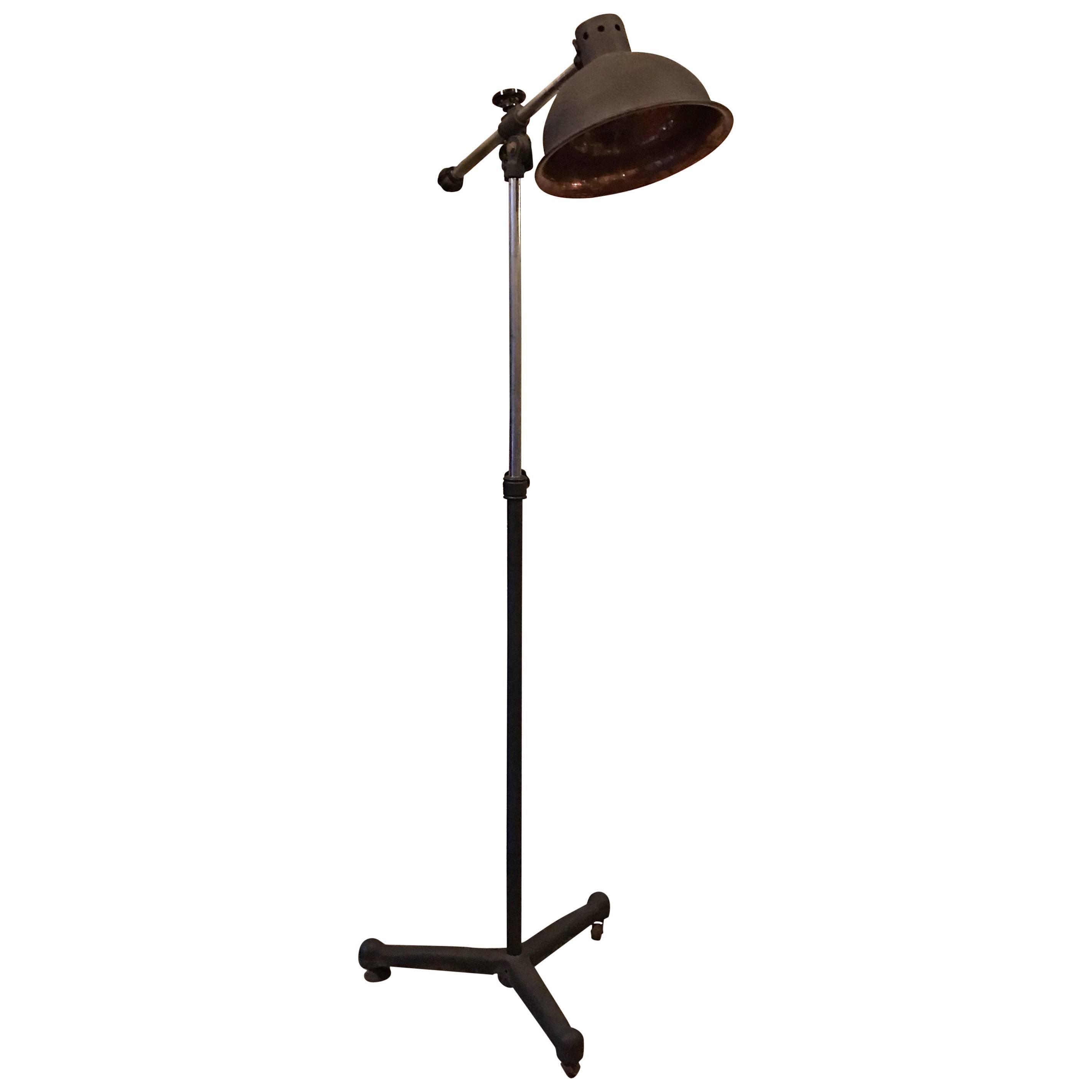 1940s Industrial Copper Converted Heat Floor Lamp