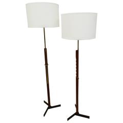 Pair of MId-Century Scandinavian Modern Adjustable Floor Lamps
