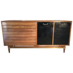 Classic Modernist Walnut and Brass Server or Credenza, American of Martinsville 7
