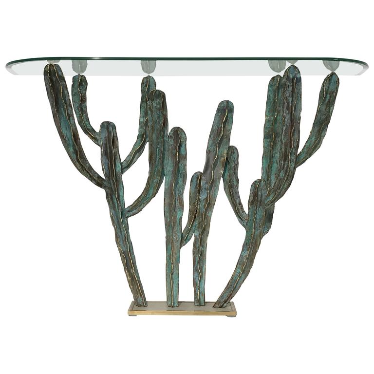 Bronze Cactus Console Table Alamo By Alain Chevet For Sale At 1stdibs