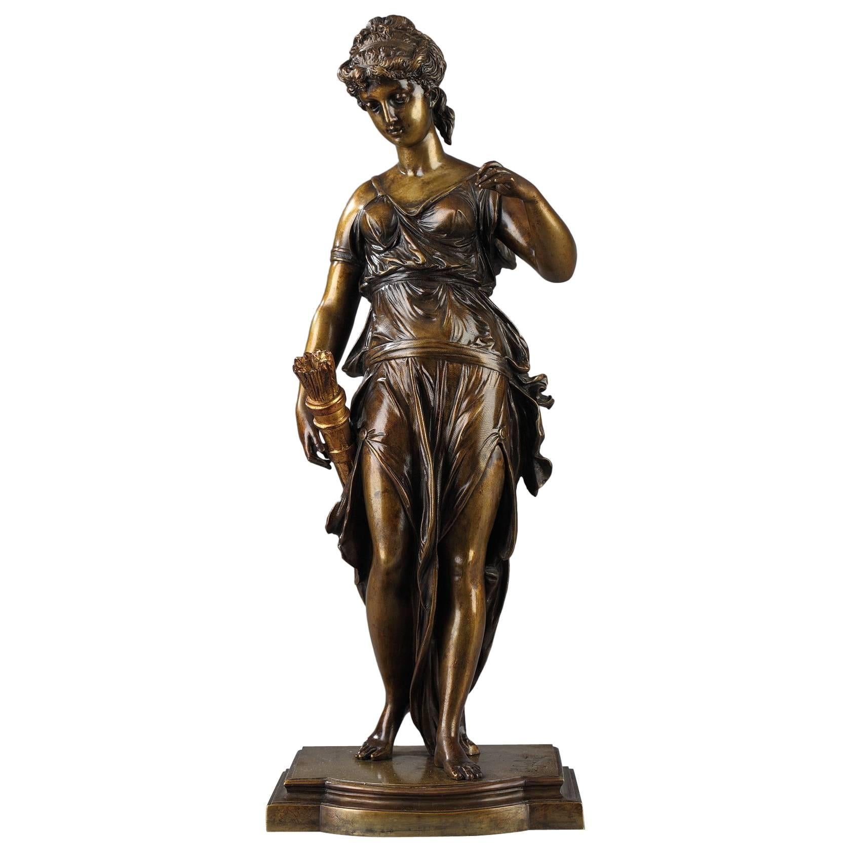 Late 19th Century Bronze Sculpture Diana by Anatole J. Guillot