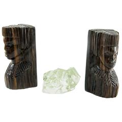 1930 Book Ends in Solid Rosewood with Its Saint Gobain Block of Glass 8