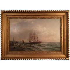 Antique  Oil Painting on Canvas, "God Speed" by Max Sinclair (fl.1880-1900)