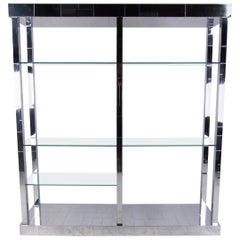 Vintage Paul Evans "Cityscape" Display Shelf in Chrome and Glass