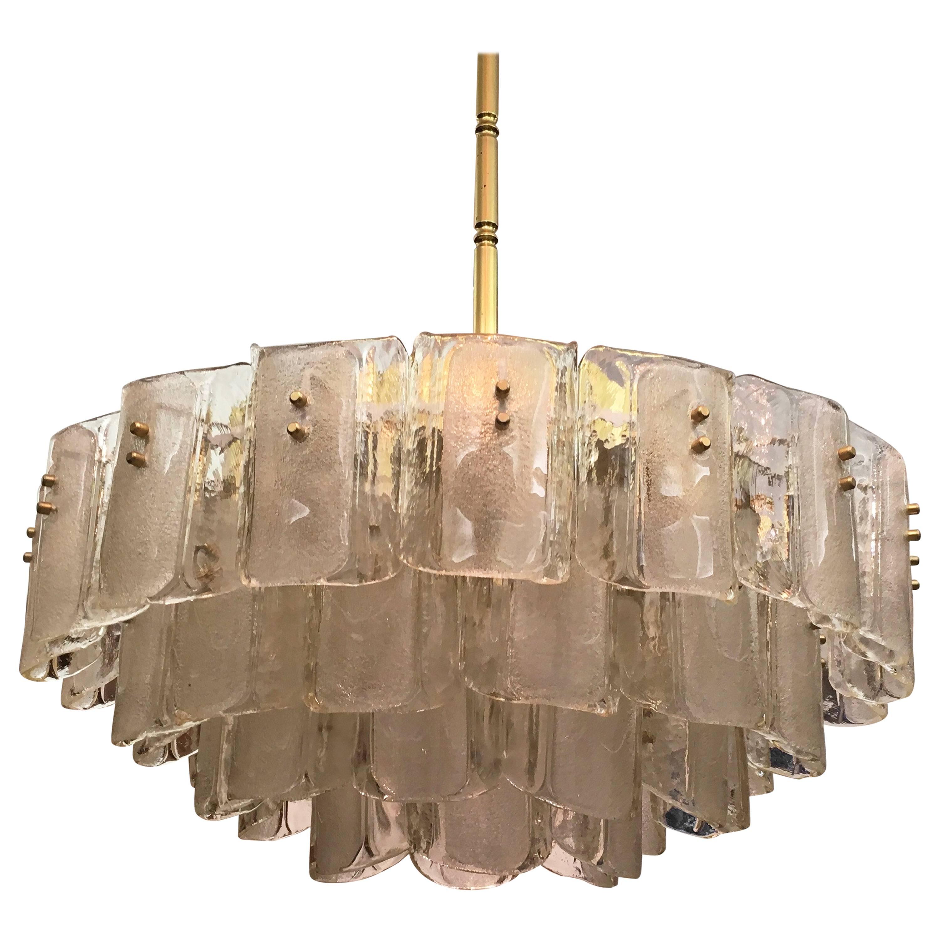 Huge Stunning Crystal Glass Chandelier Attributed to J.T. Kalmar