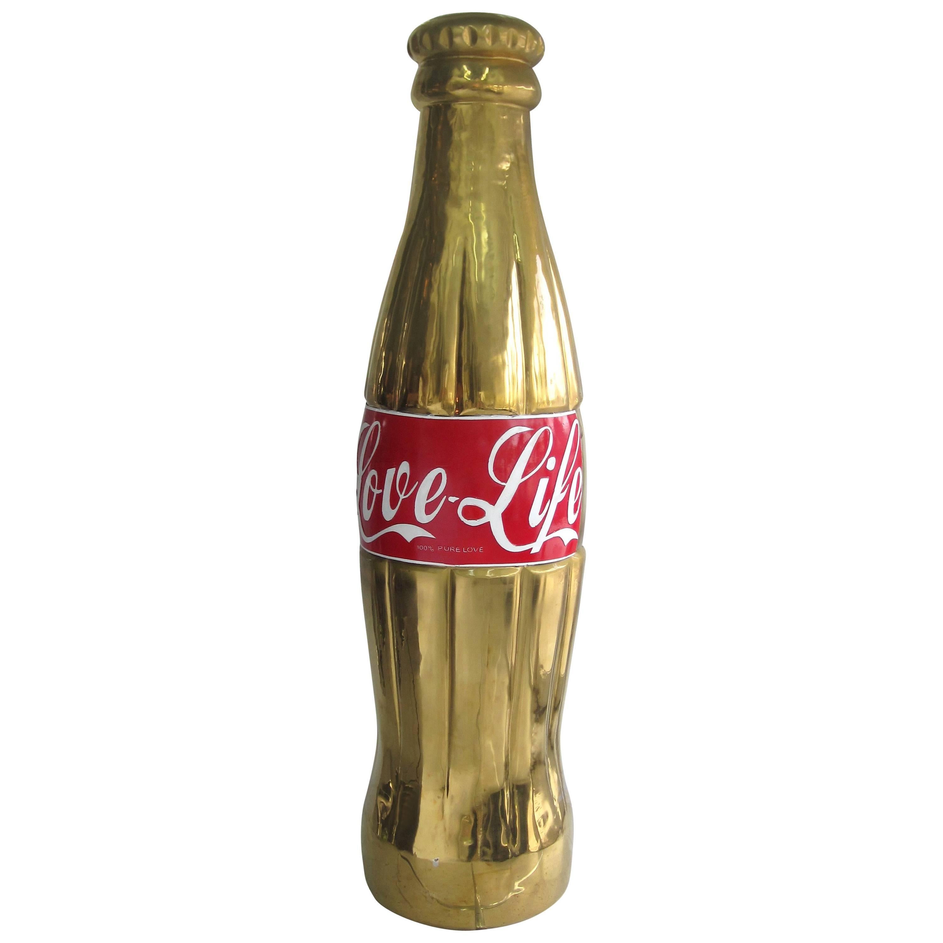 Mid-Century Monumental  Pop Art Brass Cola Bottle Sculpture