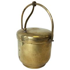 Vintage 1920s Brass and Porcelain Ice Bucket