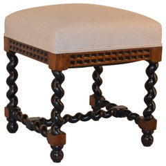 19th Century English Oak Upholstered Stool