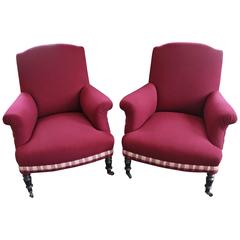 Pair of 19th Century Napoleon III Armchairs in Mixed Media Upholstery 1