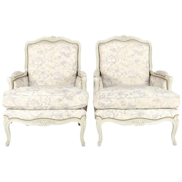 French Louis XV Style Bergere Chairs
