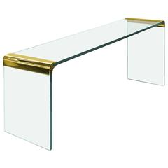 Waterfall Console Table by Leon Rosen for Pace in Gold-Plated Solid Nickel